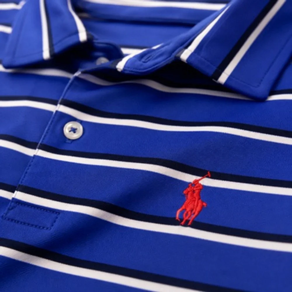 Polo Ralph Lauren Blue Striped Polo Shirt Men's Medium Lightweight